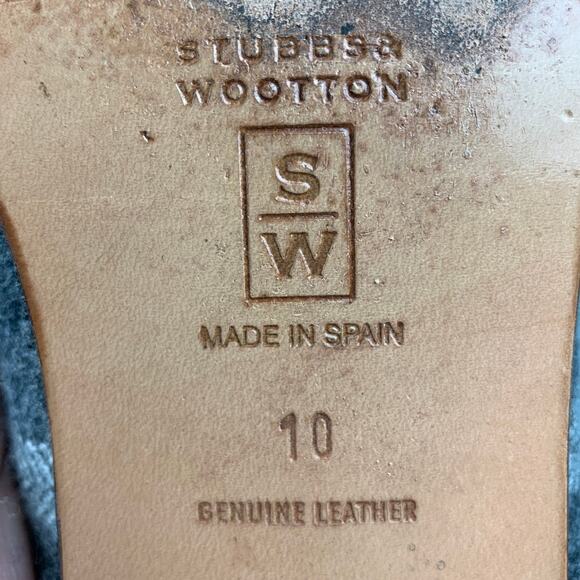 STUBBS & WOOTTON Size 10 Grey Silver & Gold Wool Slip On Loafers main image 8